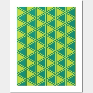 Shades of Green Triangles Seamless Pattern 005#002 Posters and Art